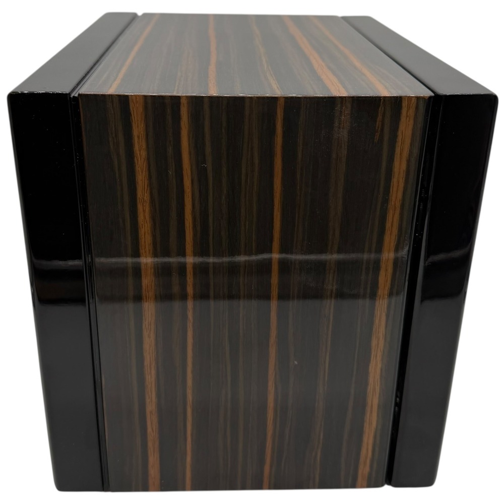 Dual Watch Winder Ebony Wood Grain Finish Black Automatic Watch Box with Adapter - Picture 4 of 16
